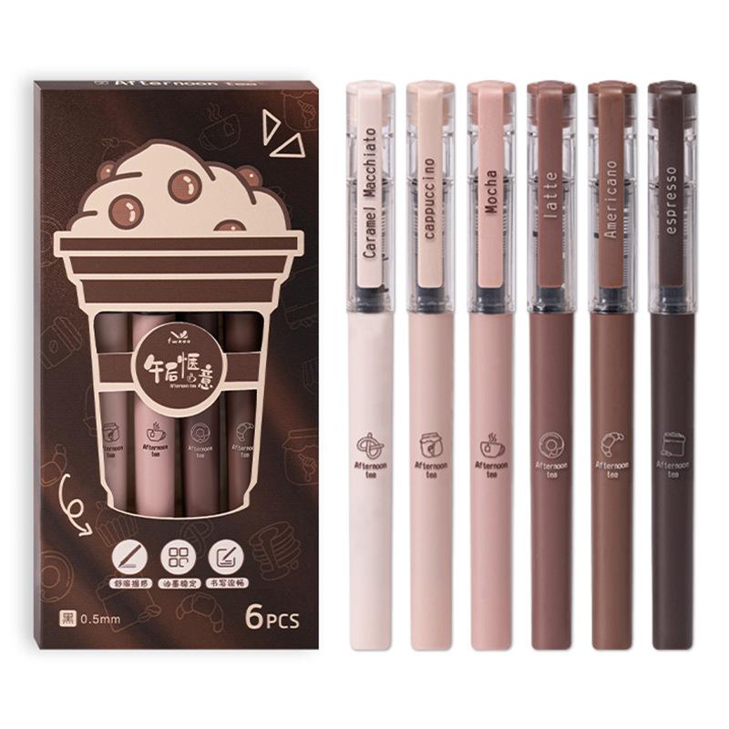 

Coffee straight liquid syringe head uncap neutral pen high value quick drying large capacity brush inscription signature black