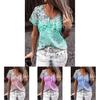 Elegant Womens V-neck Short Sleeve Floral Print Tops T-shirt For Casual Wear