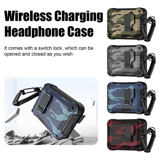 

Чехол для AirPods Pro 2 для Airpods 3, защитный чехол из двойного материала, замок для беспроводной зарядки, противоударный чехол для наушников for AirPods 3 красный