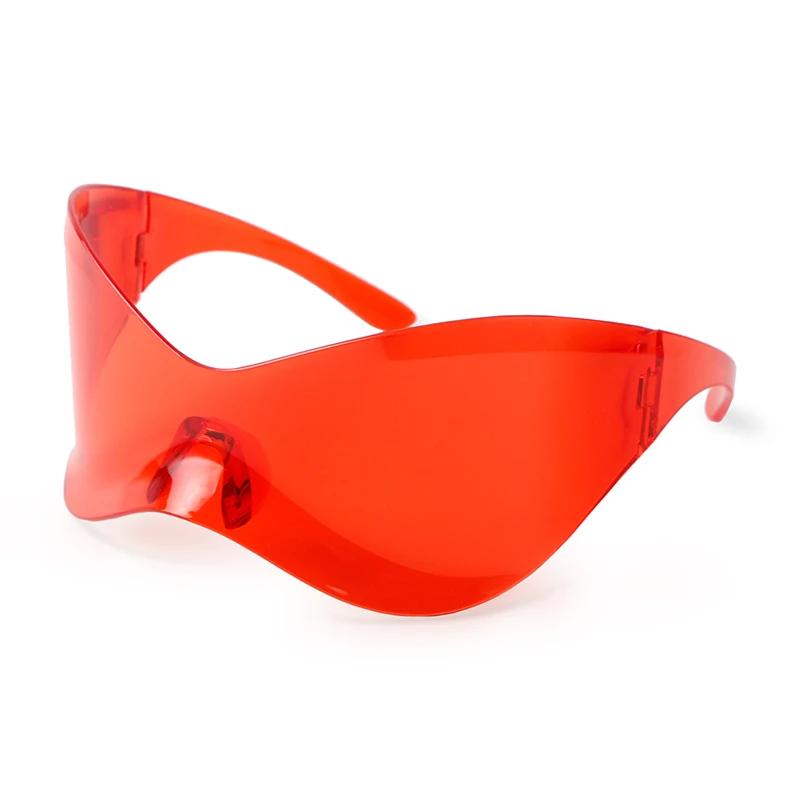 Oversized Sport Punk Sunglasses Wrap Around  Women Sunglasses Silver One Piece Frameless Eyewear Trend Shades Men Sun Glasses