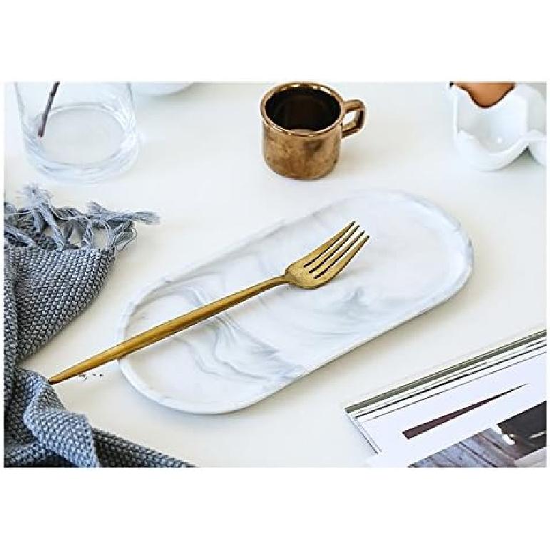 CHOOLD Chic Ceramic Marble Style Oval Dessert Plate Cake Plate Jewelry Dish Ring Dish Cosmetics Organizer Fruit Dish Home Decor Wedding Gift
