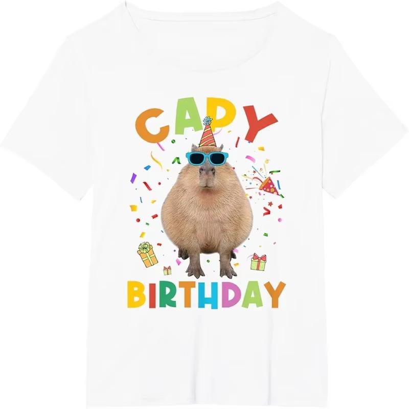 Cute Capybara Pattern T Shirts Funny Summer Short Sleeve Funny Animals Printed Tshirt Casual Oversized Men Women O Neck Tees