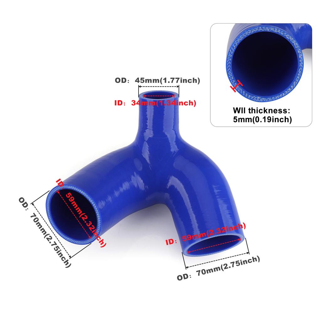 Blue 5mm 0.19" Thickness Turbo Silicone Intercooler Hose Kit For Yamaha BOV WAVERUNNER FZR FZS SV00-SHO FX Motorcycle Accessorie
