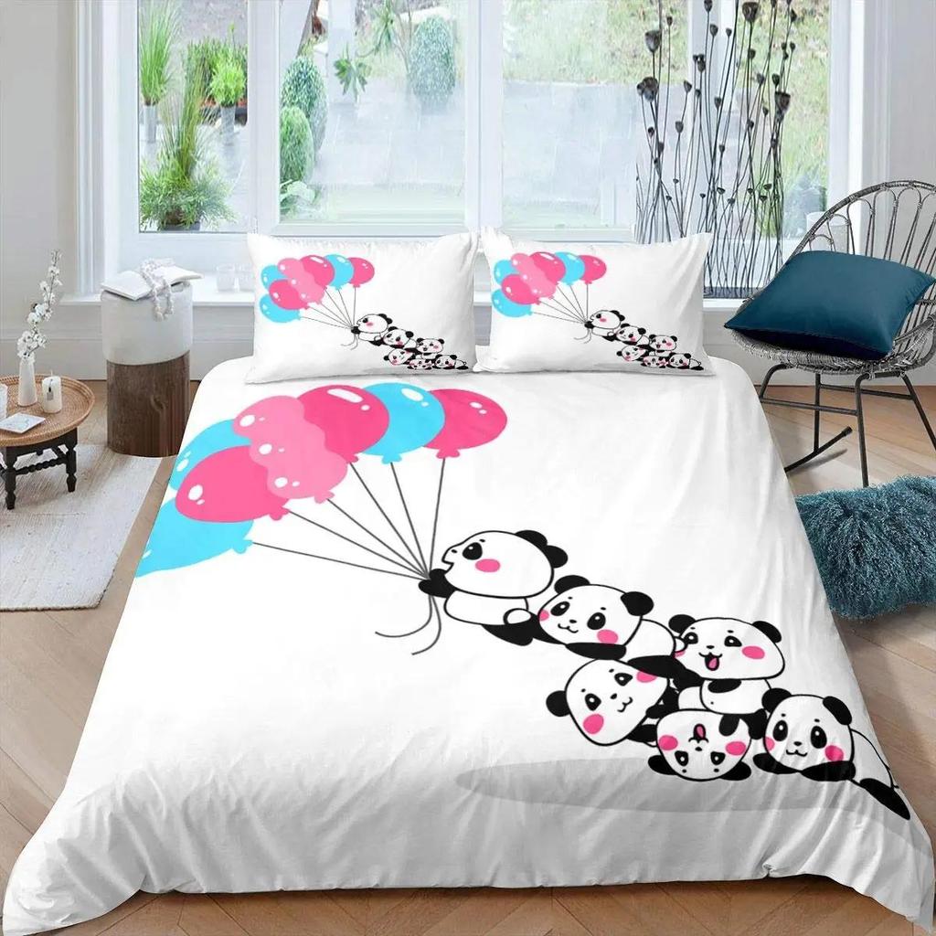 Panda Polar Bear Duvet Cover 3D Printed Animal Bedding Set, Single and Double Beds, Full Size Double Bed, Large Pillowcase Gift