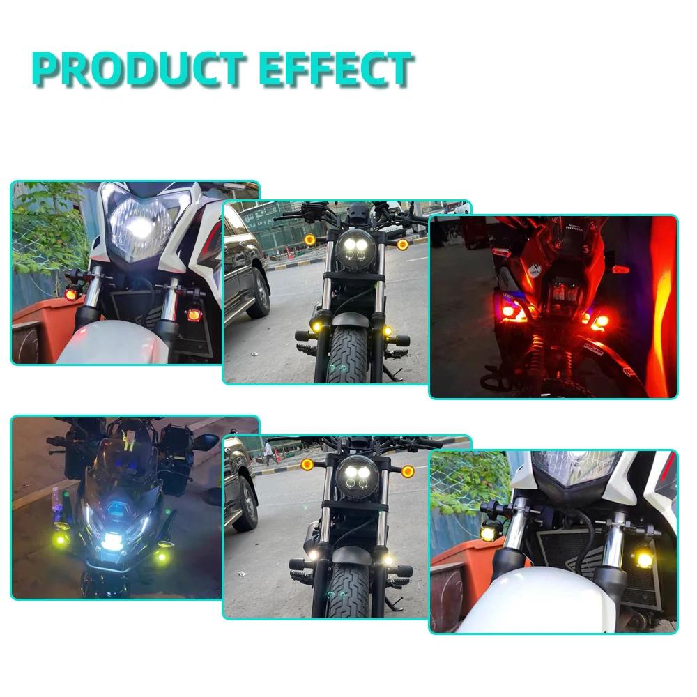 2 stk Motorsykkel LED-lys Universal Motos Dual Color Spotlights 360 graders justering hjelpetåkelys Motorsykkeltilbehør