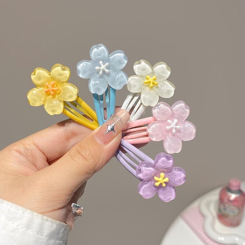 Sweet Jelly Cherry Blossom Hair Clip Headwear Cute Girls BB Clip Y2K Side Bangs Clip Hair Accessories Flowers Hairpins