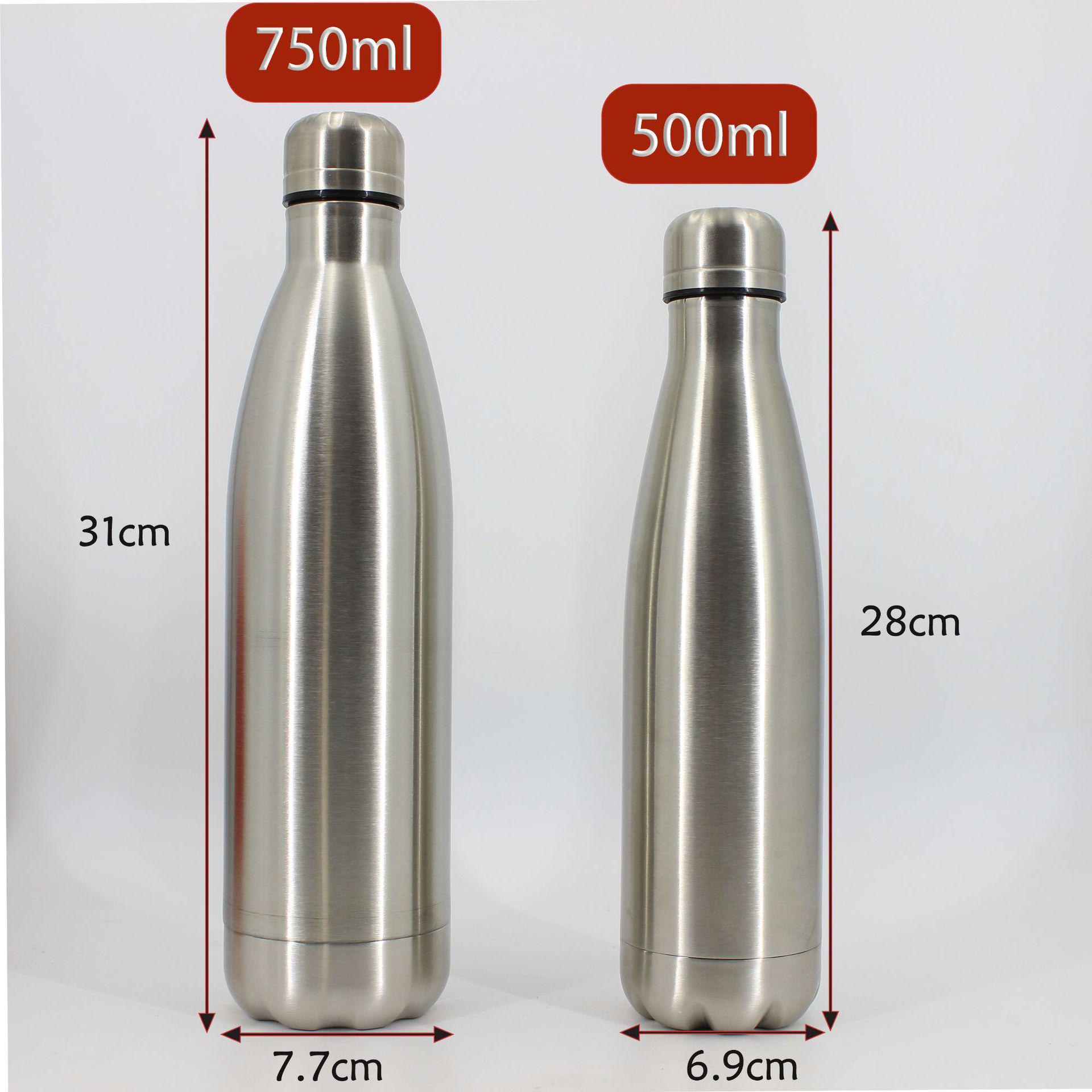 750ml Multifunctional Sports Water Bottle with Hidden Compartment & Detachable Bottom, 304 Stainless Steel 500ml
