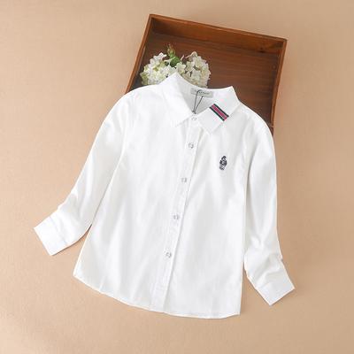 Ragazzi Maniche Lunghe T-Shirt Bianca 2024 Nuova Primavera Autunno Bambini Camicia Collo Turndown Bambini Uniforme Scolastica Abbigliamento In Cotone