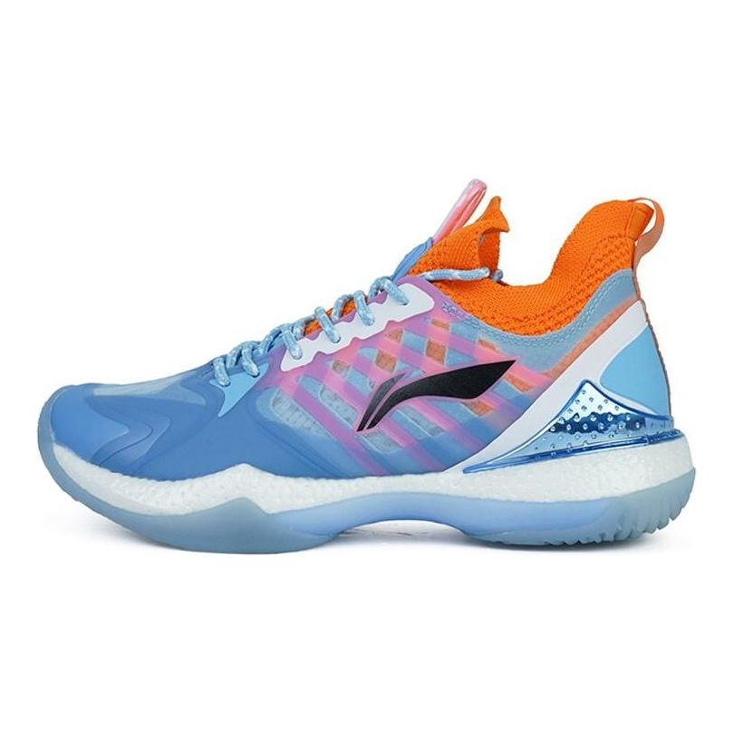 Li Ning Badminton Shoes Women's Low Top Blue/Orange AYAQ014-2