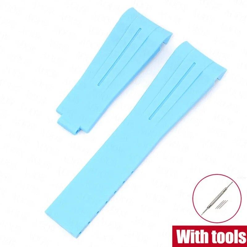 Rubber Watch Band Fit for Omega X Swatch Moonswatch 20mm Stainless Steel Folding Buckle Men Women Curved Replace Strap for Rolex