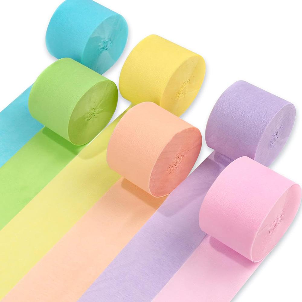 Rainbow 3Pcs/Set Crepe Paper Streamers For Wedding Birthday Party Backdrop Decoration Vibrant Multi-Colored Paper Crepe Garland Ribbon Decor