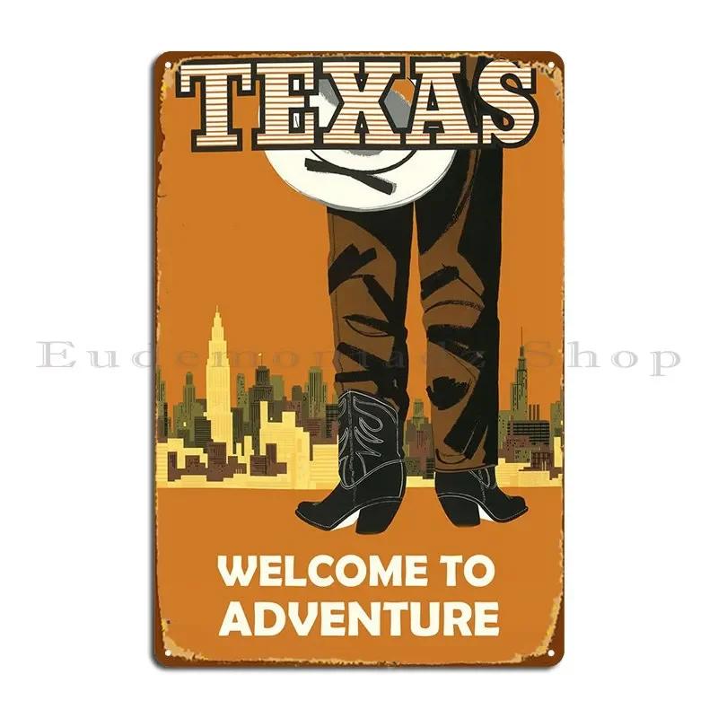 Texas Welcome Metal Plaque Poster Rusty Wall Bar Designs Mural Tin Sign Poster 20x30cm(7.8x11.8inch)