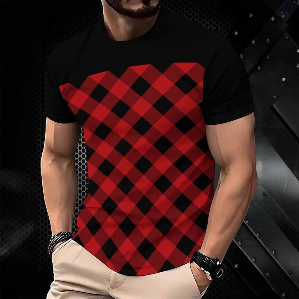 Pánské 3D tištěné tričko na léto, ležérní móda, top s krátkým rukávem, vhodný pro každodenní nošení venku, oblečení s kulatým výstřihem