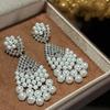 Silver Needle Diamond Drop Tassel Pearl Earrings Light Luxury Premium Versatile Earrings Court Style Retro Niche Earrings
