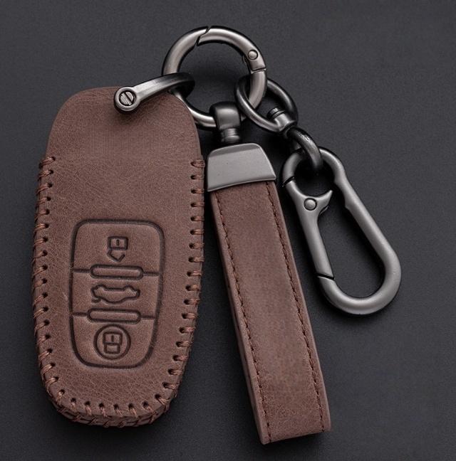 

New Leather Car Remote Smart Key Cover Case Shell for A1 A3 A4 A5 A6 A7 A8 Quattro Q3 Q5 Q7 2009-2015 Accessories коричневый