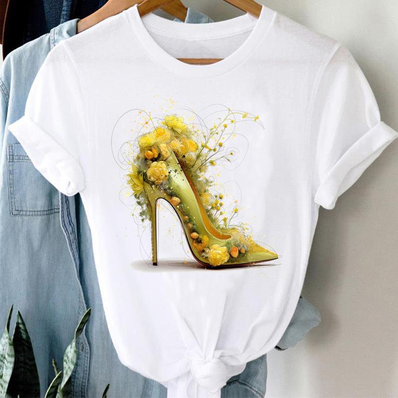 (Asian Size) T Shirt love heart flower Fashion Women Tee Clothing Casual Lady Female Top spring summer Printed Graphic Short Sleeve T-shirts