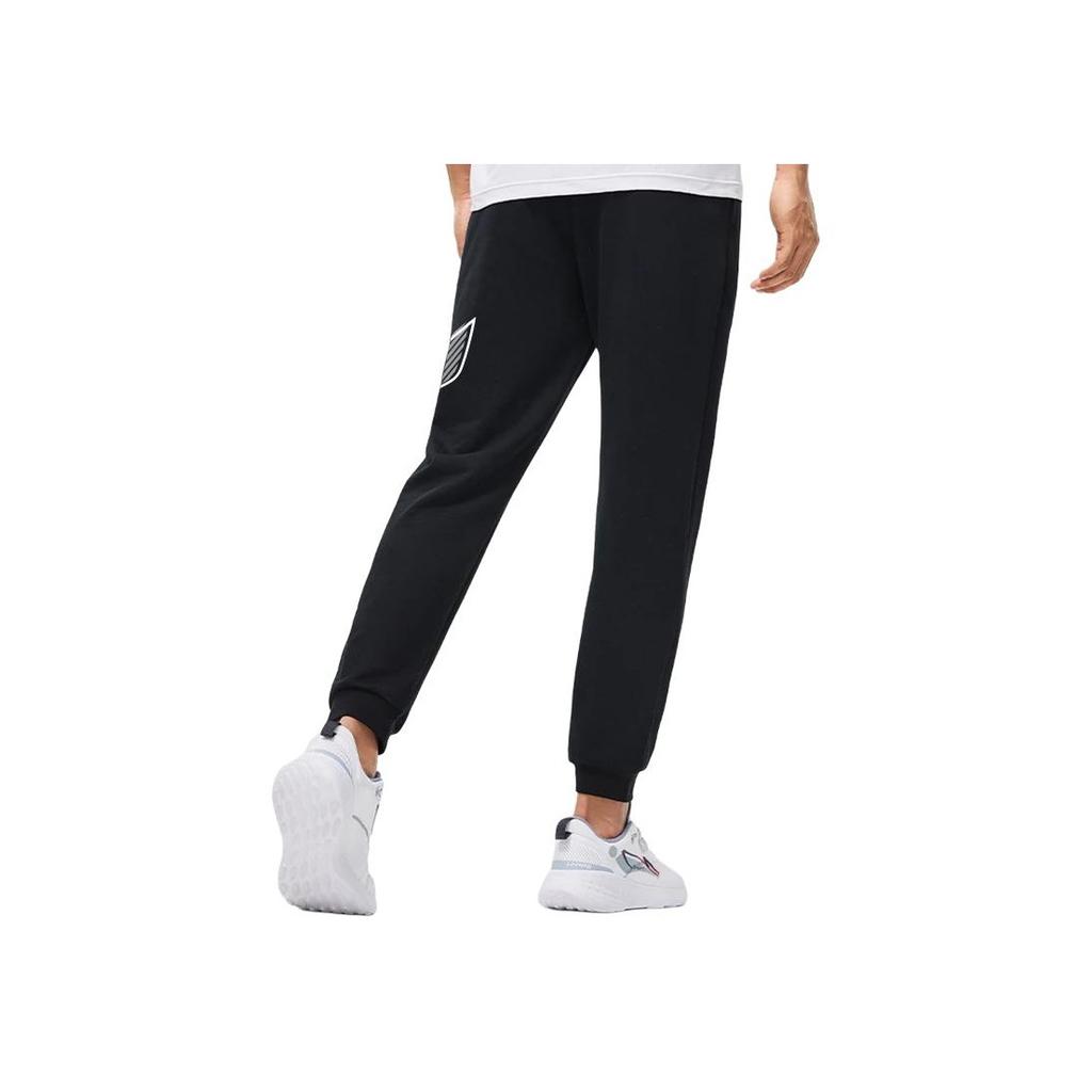 Li Ning Sports Lifestyle Series Knitted Cuffed Mid-Waist Drawstring Casual Pants Men Bottoms Black YKLU155-1