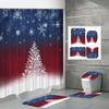 4PCS  Shower Curtain Sets With Shower Curtain And Rugs Toilet Lid Rug U Shape Mat And Bath Mat Bathroom Set  With 12 Hooks