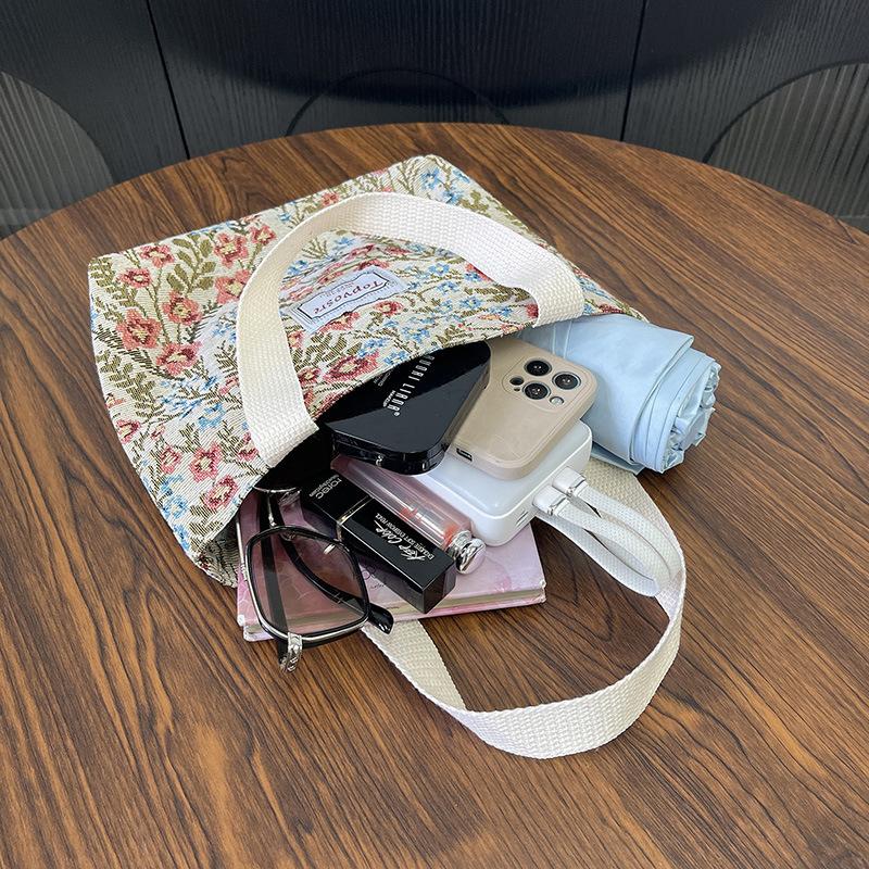 1 Stück Mori Mode Bedruckte Handtasche Nylon Atmungsaktiv Vielseitig Pendlertasche Große Kapazität Freizeit Arbeit Bento-Tasche