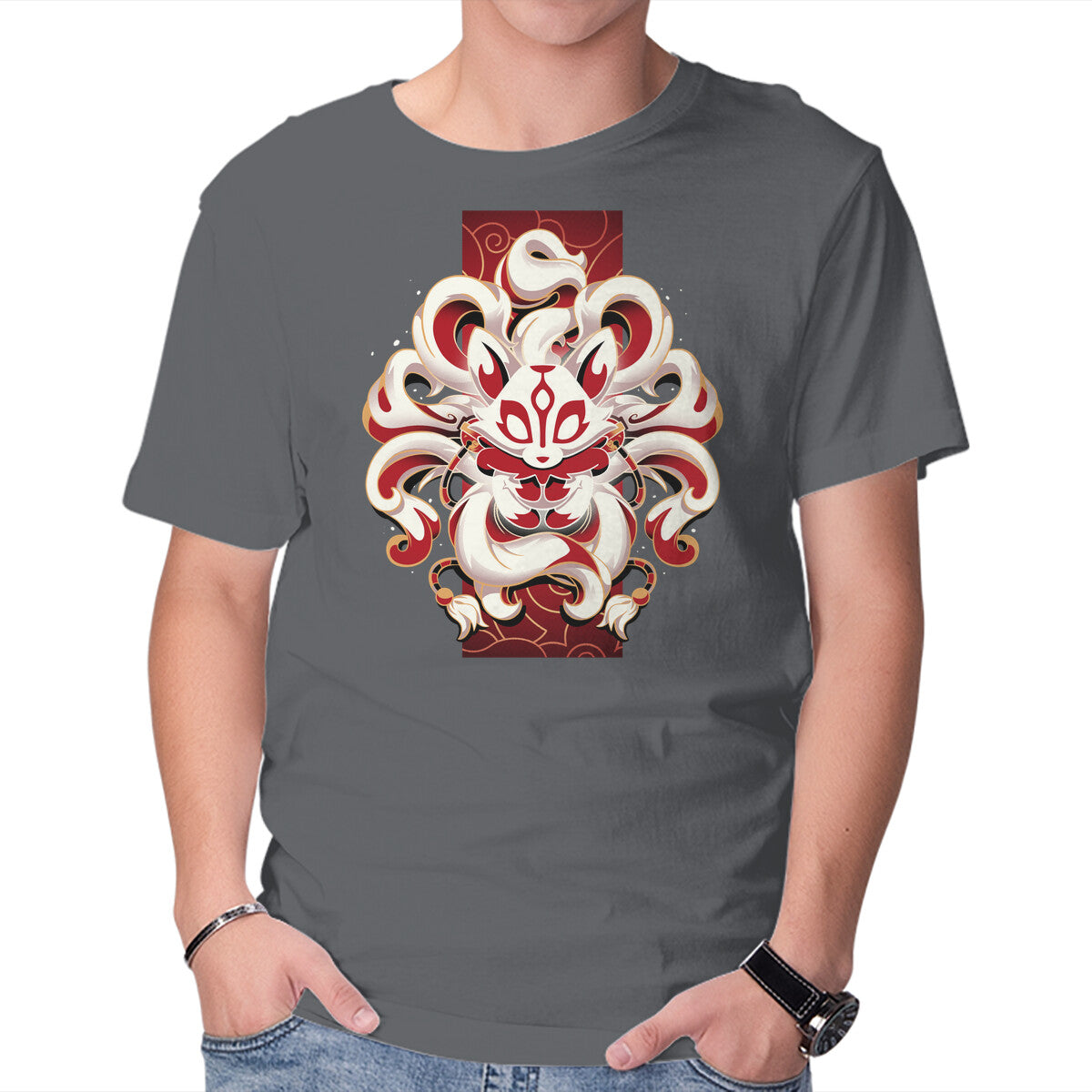 Unisex Crew Neck T-Shirt Fox Spirit Graphic Short Sleeve Casual Tee XXL