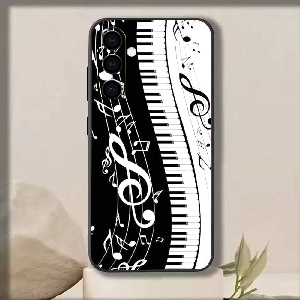 

Ins Niche Design Cute Piano Phone Case Black Silicone Soft For Samsung Galaxy A73,A72,A71,A70,A53,A52,A51 Samsung a52