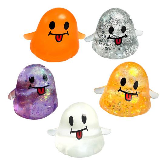 Glitter Ghost Squeeze Toy Stress Relief Transparent Ghost Squeeze Toy Slow Rising Decompression Sensory Fidget Toy Halloween Party Favors
