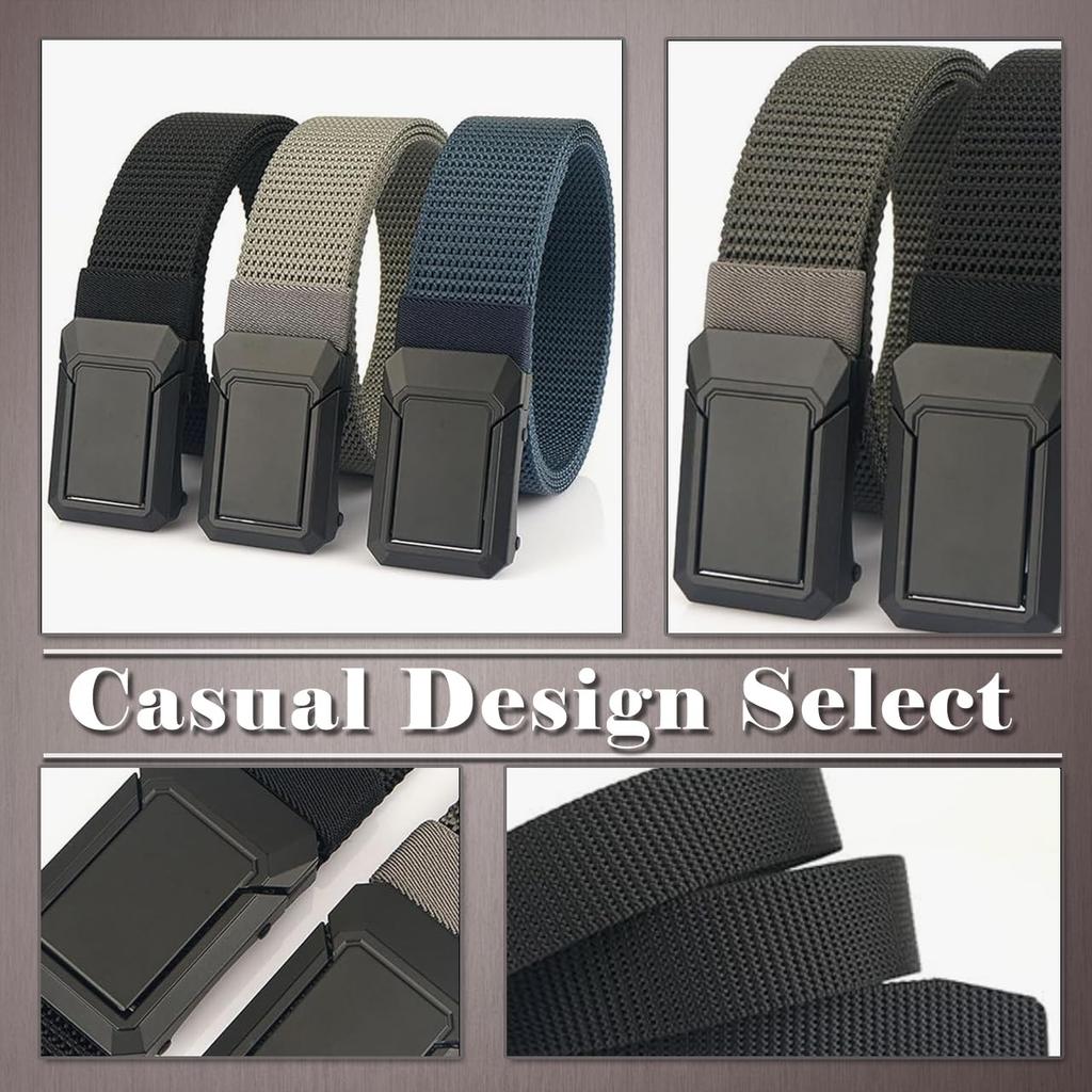 [One Limitation] Mesh Sport Nylon Belt with Buckle, Lightweight, Adjustable, Outdoor, Men's BP802 (Black)