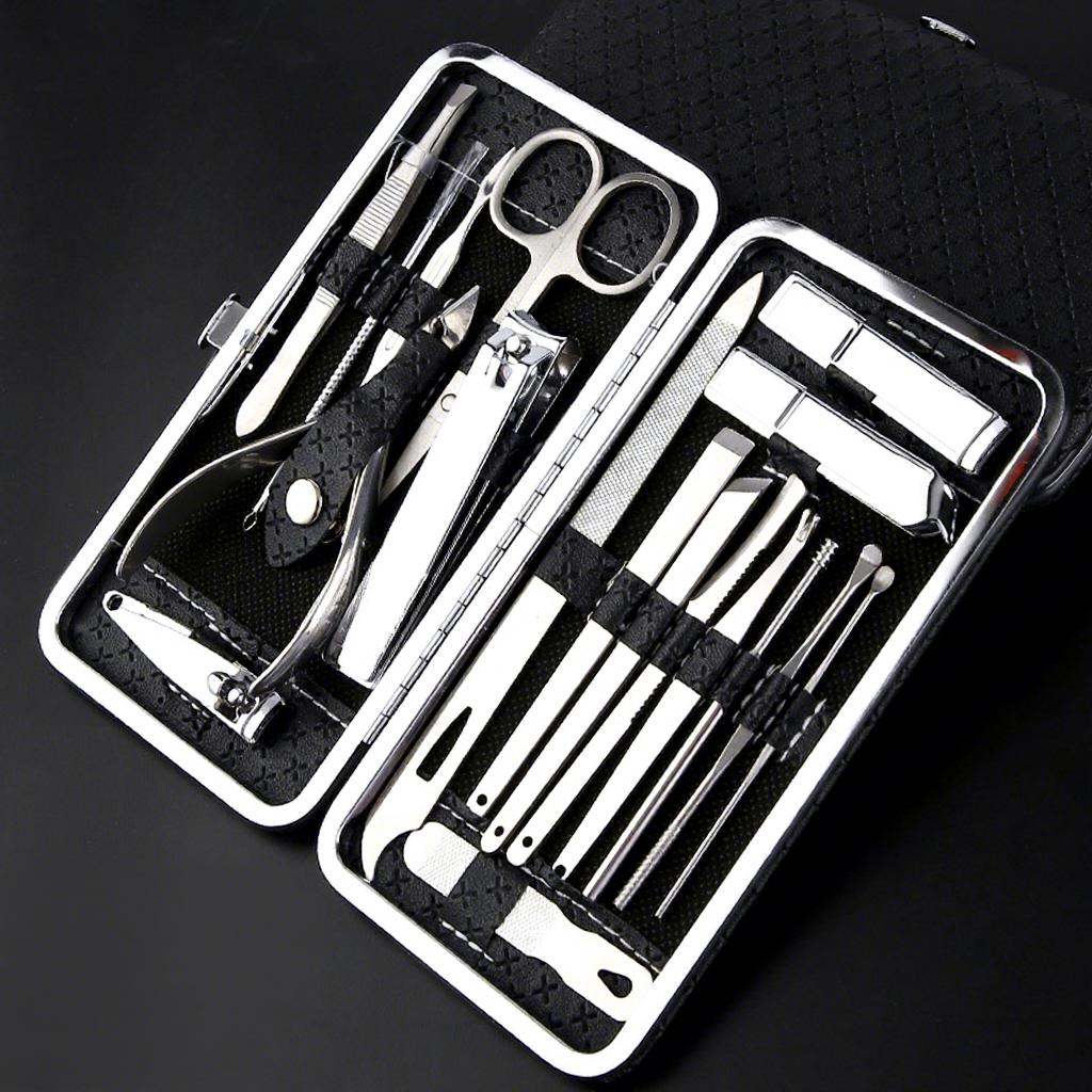 Premium 19Piece Manicure and Pedicure Set Stainless Steel Nail Clippers for Professional and Personal Grooming чёрный