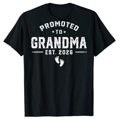 Funny Grandma Est 2026 Promoted To Grandma TShirt Summer Men Women Fashion T Shirts Cotton Short Sleeve Oversized Tshirt Tops