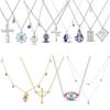 Exquisite Gold Fatima's Hand Necklace 925 Silver Devil's Eye Cross Bead Necklace Women Jewelry Luxury Friend Fine Gifts