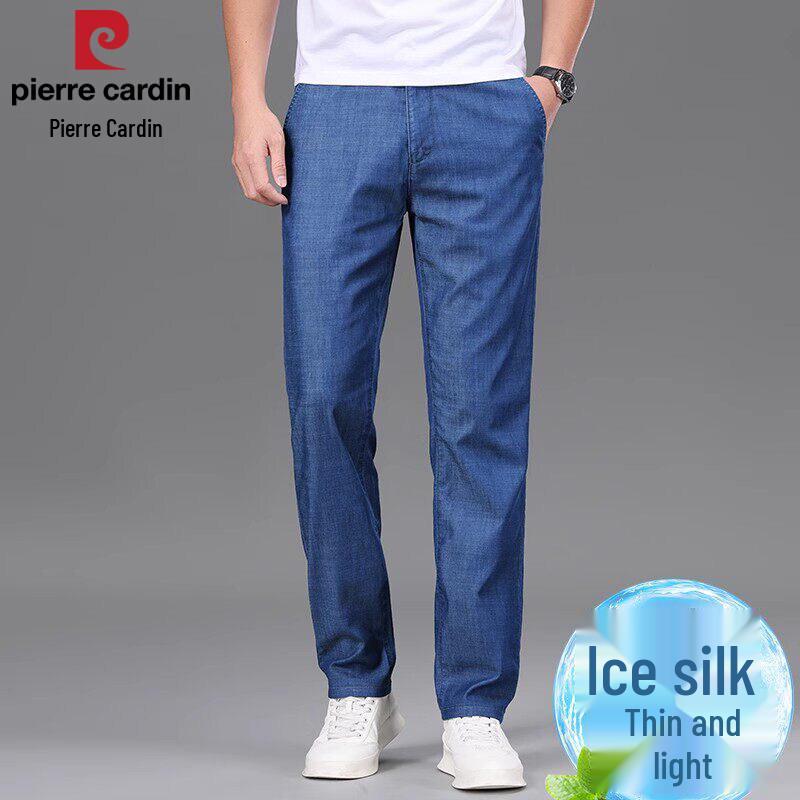 Pierre Cardin Men s Ice Silk Lyocell Loose Straight Denim Jeans 28 светло-синий
