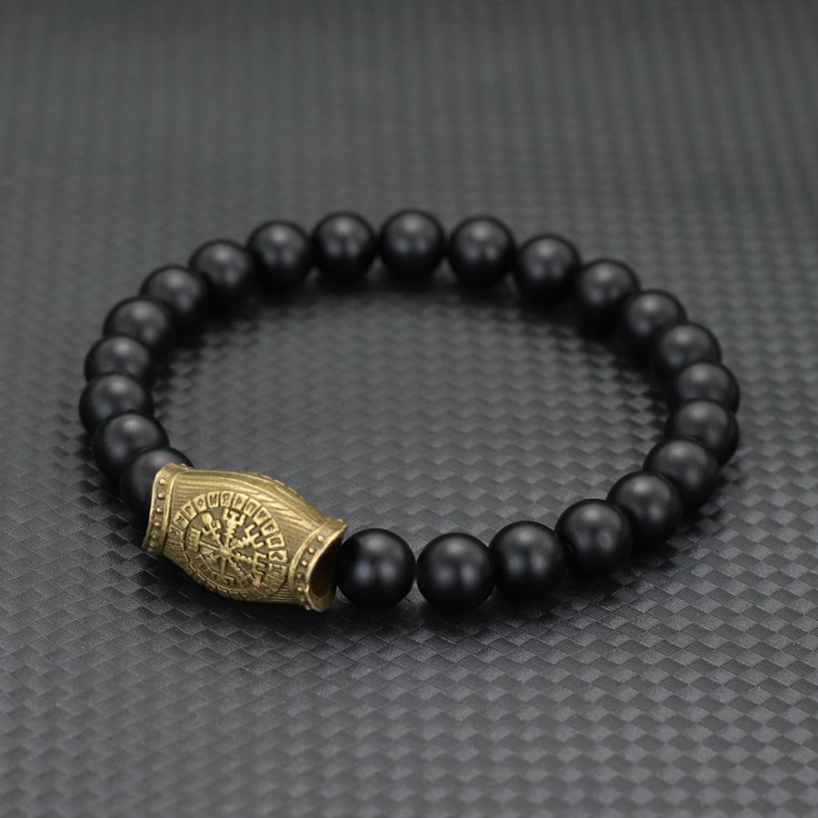 Simple Style Stone Bracelet Men Viking 8mm Lava Obsidian Beads Yoga Meditation Healing Braslet Pulseria Hombre Retro Accessories