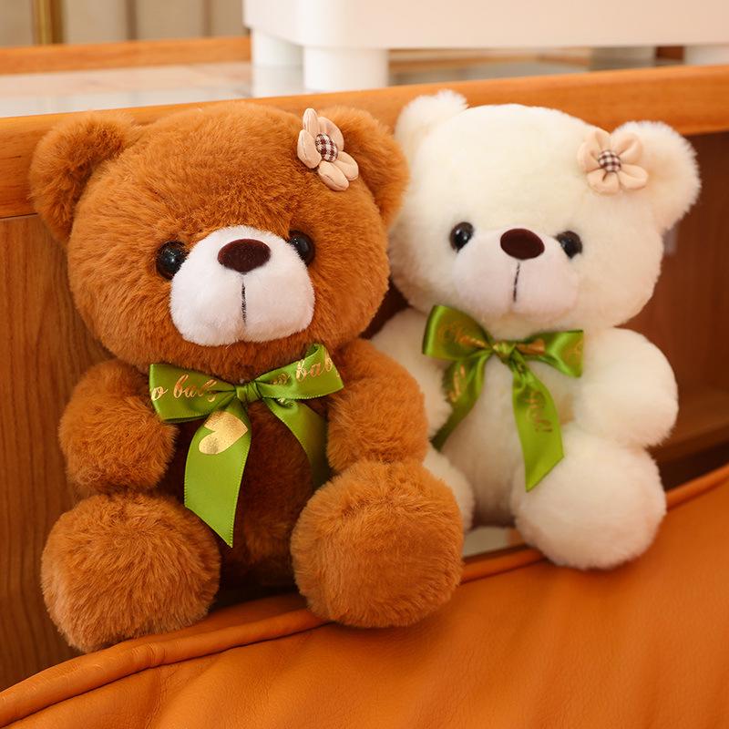 Cute Flower Ribbon Teddy Bear Plush Toy - Colorful Bear Doll Gift for Valentine's Day