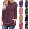 Fashionable Women's Long Sleeve Pullover Sweater With Button Deco And Versatile Style