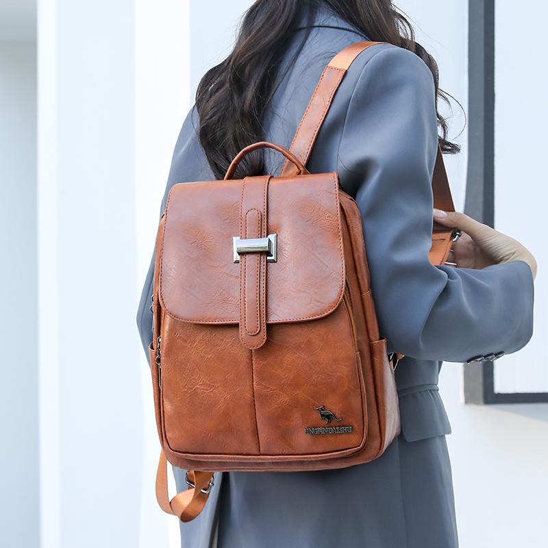 Soft Leather Backpack Women's Backpack Commuter Large Capacity Shoulder Bag