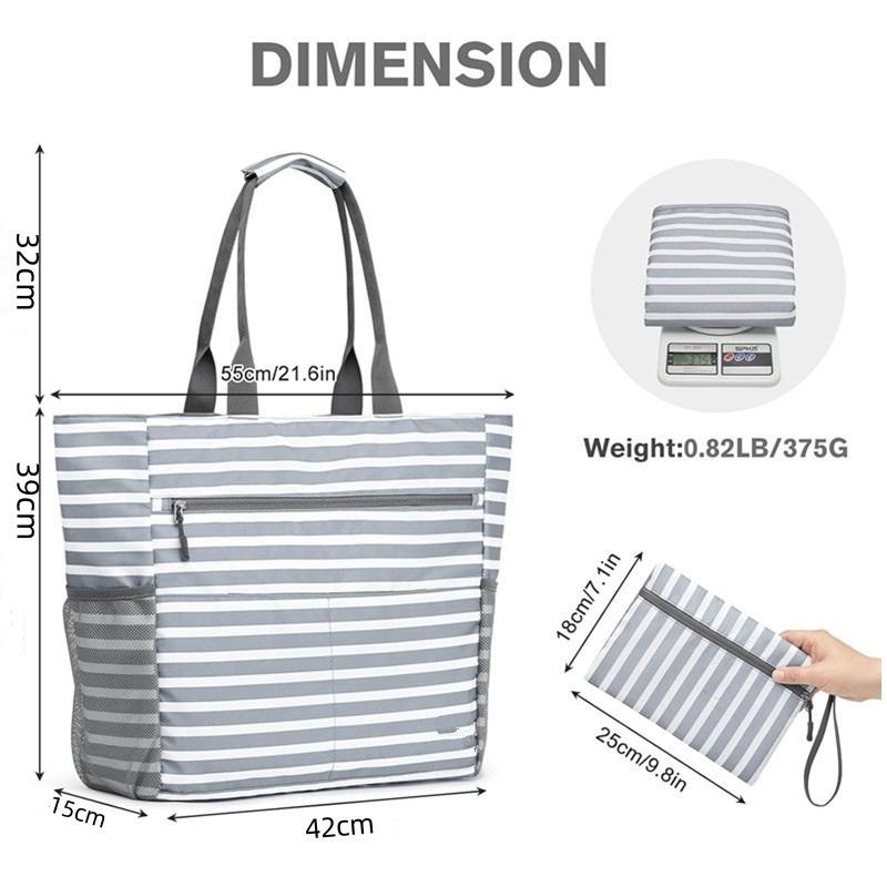 Large Waterproof Sandproof Beach Handbag Foldable High Capacity Portable Tote Storage Bag Ideal For Outdoor Activities Travel And Beach Use