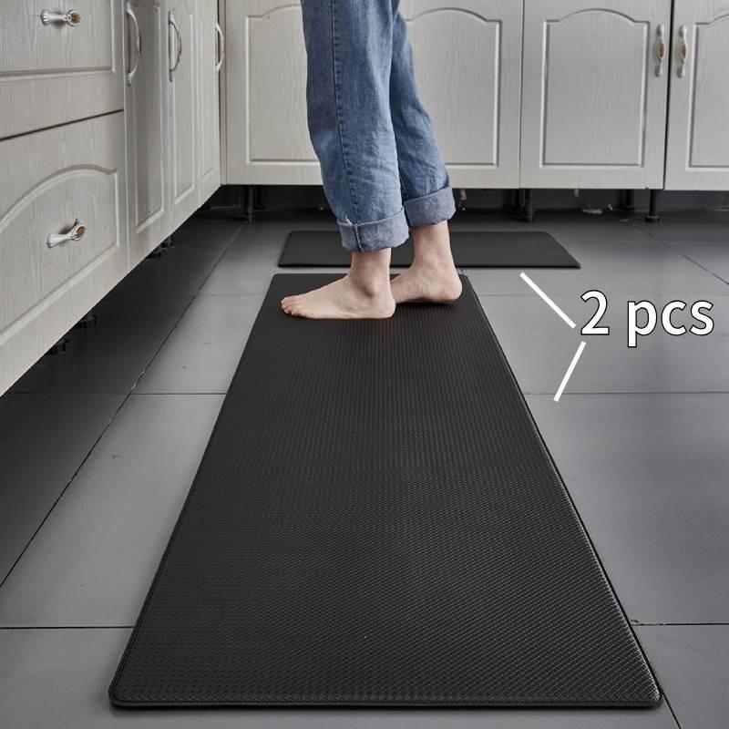 

Mats Kitchen Rug Set 2 Pcs Non Slip Stand Mat Oil Proof Washable Carpet Doormat чёрный