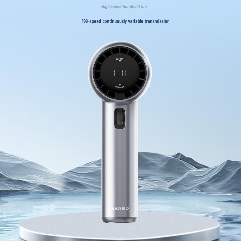 High-Speed Turbo Handheld Fan with Digital Display, USB Fast Charging, Long Battery Life, and Strong Wind Power