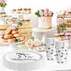 Pink And White Bow 7inch Plate And 9inch Plate Tableware Set For Prom Birthday Decoration, Pink And White Birthday Party Supplies