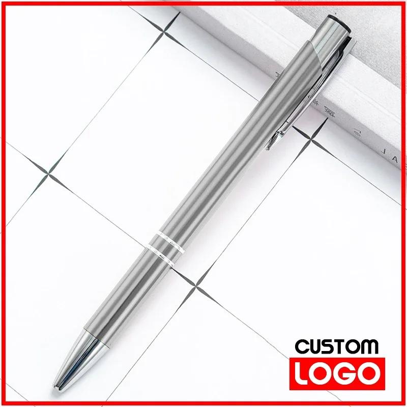 

50pcs/lot Sell Ballpoint Pen Metal Pen Support Custom Logo Advertising Wholesale Personalized Pen Gift Engraved Name Silver