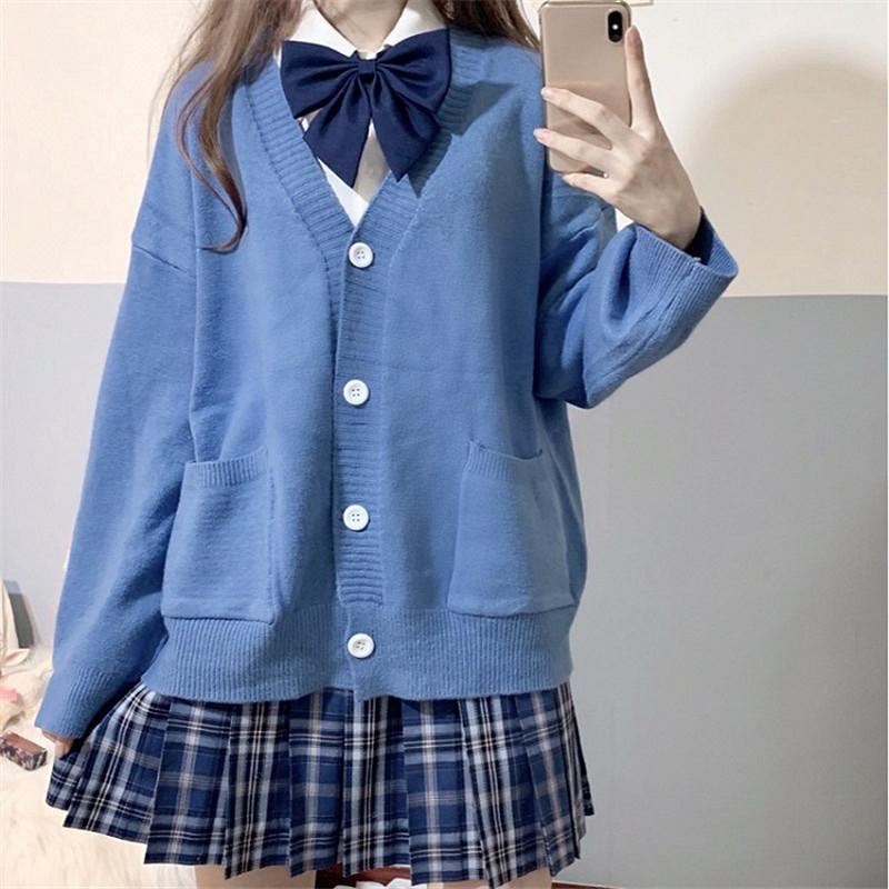 Knit Cardigan Long-sleeved Jk Women's Jacket College Style Sweet School Supply Fall and Winter Models Sweater Women