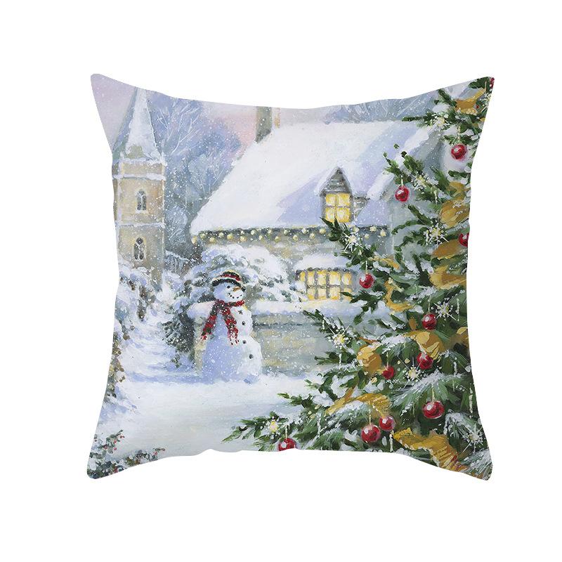 Peach Skin Christmas Pillow Home Living Room Decoration Festive Sofa Cushion Cover Festive Santa Claus Pillow
