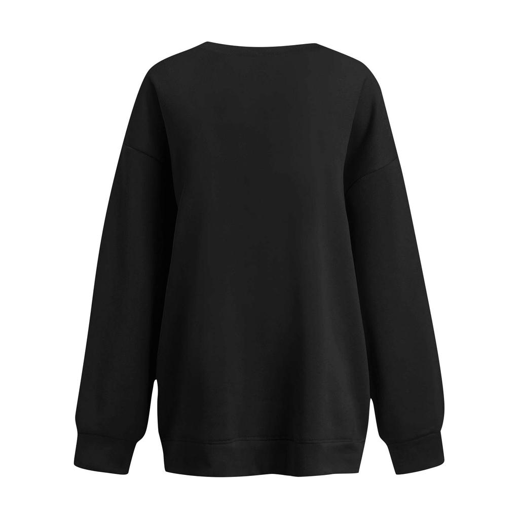 Womens  Fashion Tops Printed Casual Round Neck Long Sleeve Loose Pullover Shirts