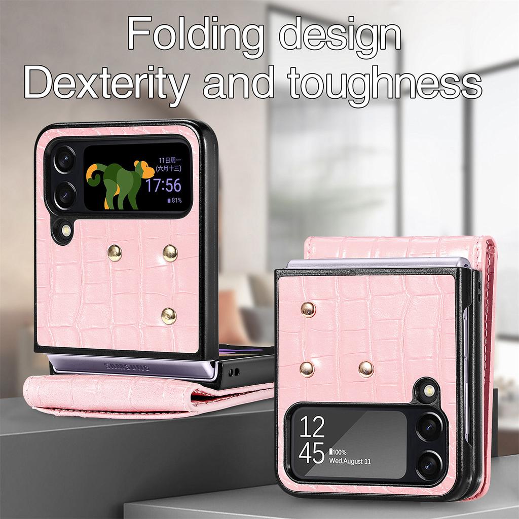 For Samsung Z Flip 4 5G Crocodile Leather Cell Phone Case for Samsung Galaxy Z Flip4 Flip 4 Zflip4 Card Pocket Wallet Bag