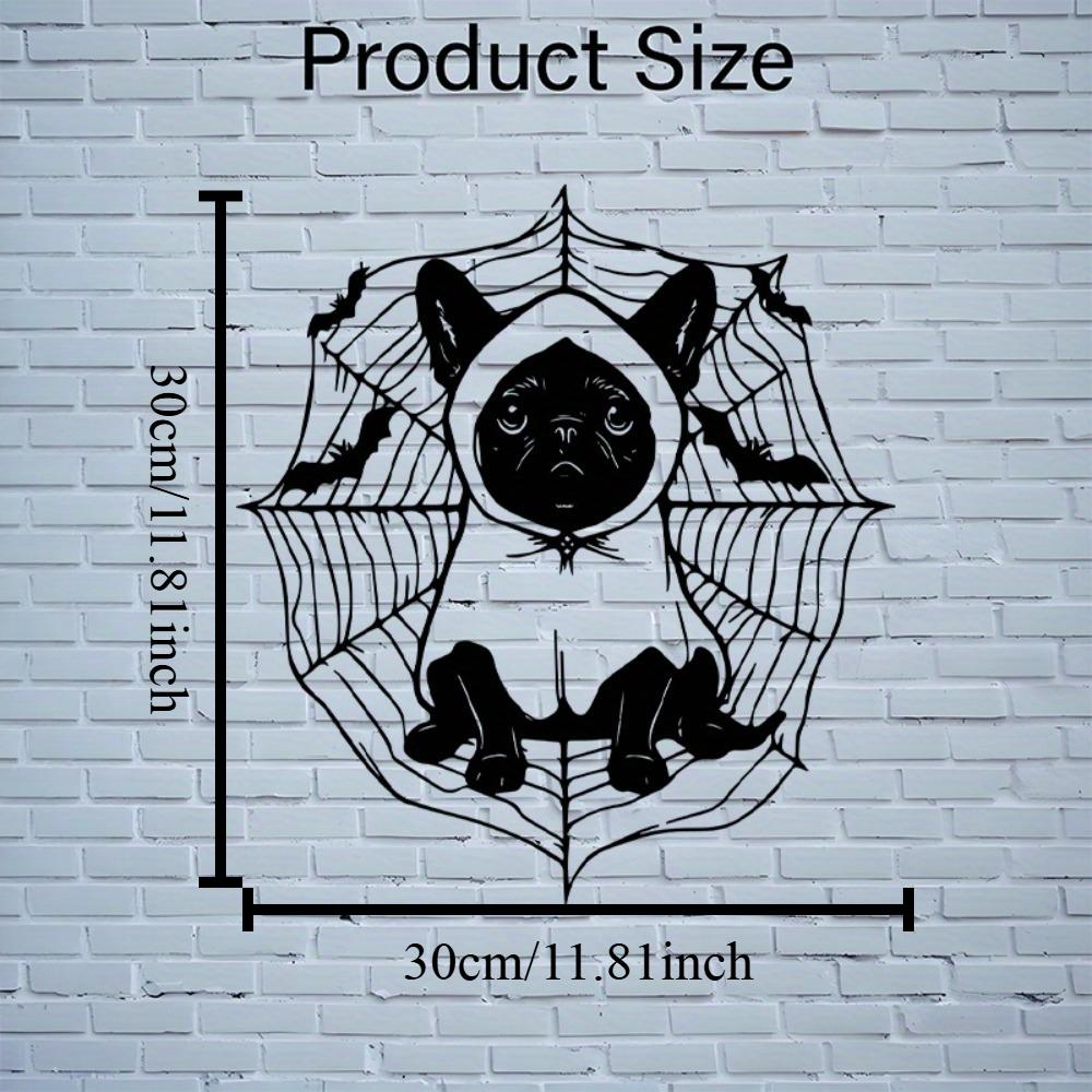 

Halloween Pug Metal Wall Art Iron Decor Ghost Bat Spider Web Silhouette Black Wall Decor Party Garden Living Room