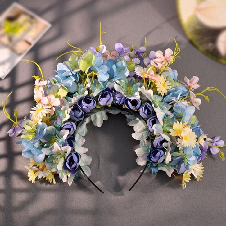Sophisticated Floral Crown Hair Bands Traditional Ethnic Hair Accessory Double sided Fabric Flower Headband for Women