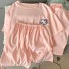 Women's Three-Piece Cotton Pajama Set - Summer, Round Neck, Cute & Comfy Short Sleeve for Home Wear