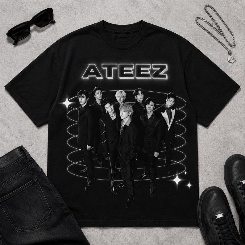 2026 Summer Hot Sale ATEEZ Kpop Group Graphic T-shirt Unisex Hip Hop Streetwear T-shirt Lightweight Breathable and Comfortable Clothes