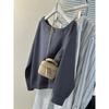 Real Shot Diagonal Neck Sweater Women's Thin Loose Sweet and Spicy Off-shoulder Long-sleeved Top Jacket