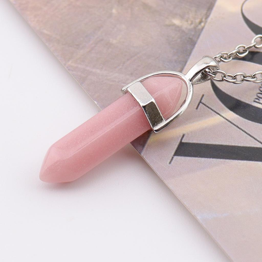 Crystal Hexagonal Column Pendant Popular Hexagonal Prism Bullet Luminous Stone Necklace N759